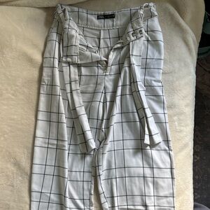 Zara White Grid Pattern Women’s pants
